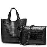 <bold>Tote & Crossbody Bag Set <br>Vegan-Leather Handbag Black - strapsandbrass.com