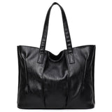 <bold>Tote / Shoulder Bag  <br>Vegan-Leather Handbag Black - strapsandbrass.com