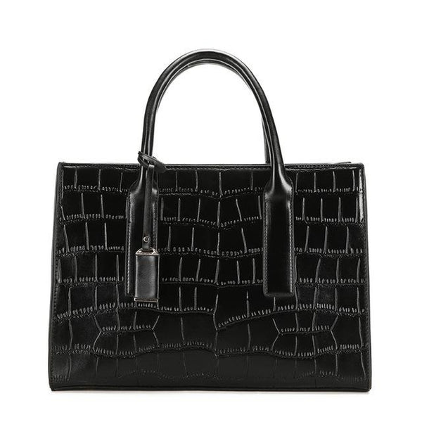 <bold>Tote / Shoulder Bag <br>Vegan-Leather Handbag Black - strapsandbrass.com