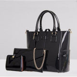 <bold>Tote Crossbody Bag & Purse Set <br>Vegan-Leather Handbag Black - strapsandbrass.com