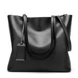 <bold>Tote  / Shoulder Bag  <br>Vegan-Leather Handbag Black - strapsandbrass.com