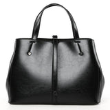 <bold>Tote / Shoulder Bag  <br>Vegan-Leather Handbag Black - strapsandbrass.com