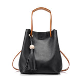 <bold>Bucket / Crossbody Bag <br>Genuine-Leather Handbag Black - strapsandbrass.com