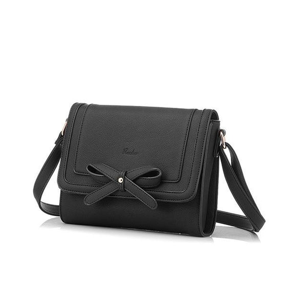 <bold>Messenger  / Shoulder Bag  <br>Vegan-Leather Handbag Black - strapsandbrass.com