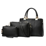 <bold>Tote Crossbody & Purse Set  <br>Vegan-Leather Handbag Black - strapsandbrass.com