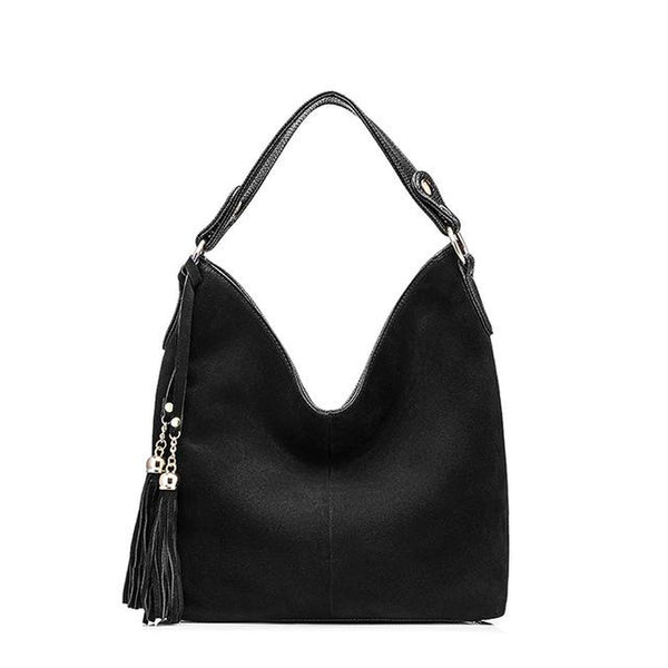 <bold>Hobo / Tote Bag <br>Vegan-Leather Handbag Black - strapsandbrass.com