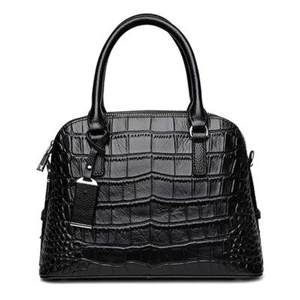 <bold>Top-Handle / Crossbody Bag <br>Genuine-Leather Handbag Black - strapsandbrass.com