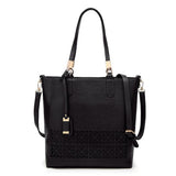 <bold>Tote / Shoulder Bag  <br>Vegan-Leather Handbag Black - strapsandbrass.com