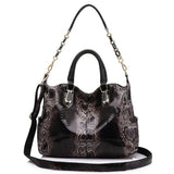 <bold>Tote / Shoulder Bag <br>Genuine-Leather Handbag Black - strapsandbrass.com