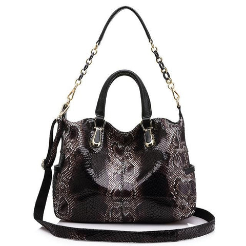 <bold>Tote / Shoulder Bag <br>Genuine-Leather Handbag Black - strapsandbrass.com