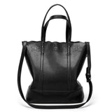 <bold>Tote / Shoulder Bag  <br>Vegan-Leather Handbag Black - strapsandbrass.com