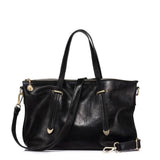 <bold>Tote  / Shoulder Bag <br>Genuine-Leather Handbag Black - strapsandbrass.com