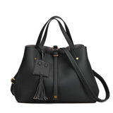 <bold>Tote / Shoulder Bag <br>Vegan-Leather Handbag Black - strapsandbrass.com