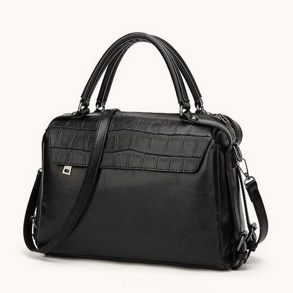 <bold>Top-Handle / Shoulder Bag  <br>Vegan-Leather Handbag Black - strapsandbrass.com