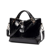 <bold>Tote / Shoulder Bag  <br>Vegan-Leather Handbag Black - strapsandbrass.com