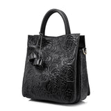 <bold>Bucket / Tote Bag <br>Genuine-Leather Handbag Black - strapsandbrass.com