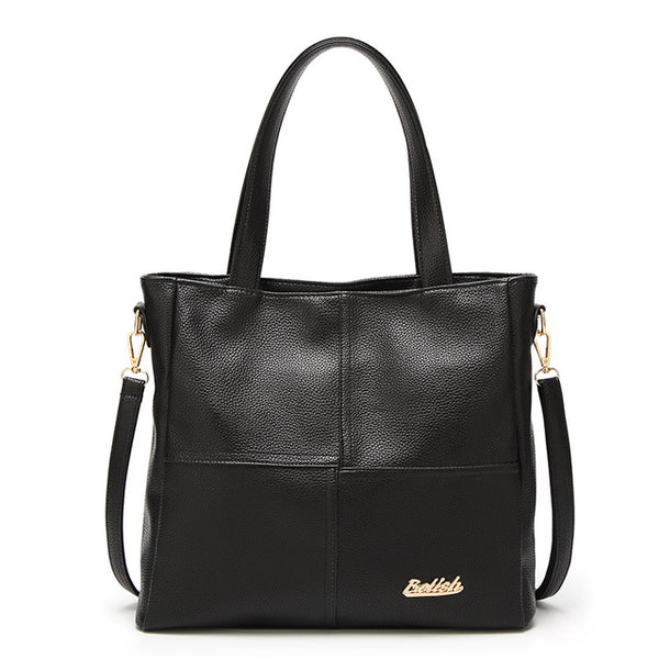 <bold>Tote / Crossbody Bag  <br>Vegan-Leather Handbag Black - strapsandbrass.com