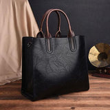 <bold>Tote / Shoulder Bag  <br>Vegan-Leather Handbag Black - strapsandbrass.com
