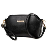 Shell / Crossbody Bag  <br>Genuine-Leather Handbag Black - strapsandbrass.com