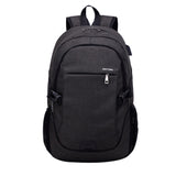 Backpack USB Charging <br> Canvas Backpack Black - strapsandbrass.com