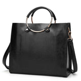 <bold>Tote  / Shoulder Bag  <br>Vegan-Leather Handbag Black - strapsandbrass.com