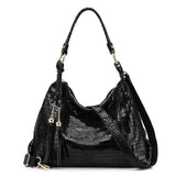<bold>Hobo / Tote Bag <br>Genuine-Leather Handbag Black - strapsandbrass.com