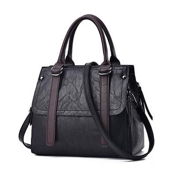 <bold>Tote / Crossbody Bag <br>Vegan-Leather Handbag Black - strapsandbrass.com