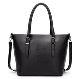 <bold>Tote  / Shoulder Bag  <br>Vegan-Leather Handbag Black - strapsandbrass.com