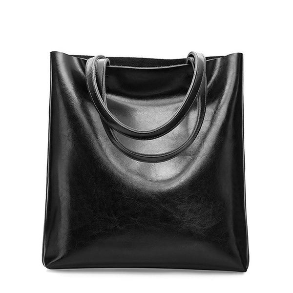 <bold>Bucket  / Tote Bag <br>Genuine-Leather Handbag Black - strapsandbrass.com