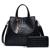 <bold>Tote Bag & Clutch Set <br>Vegan-Leather Handbag Black - strapsandbrass.com
