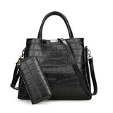 <bold>Tote Bag & Clutch Set <br>Vegan-Leather Handbag Black - strapsandbrass.com