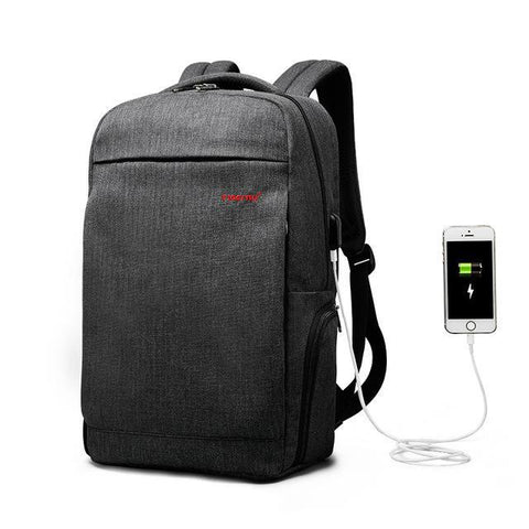 Backpack USB Charging & Anti-Theft <br> Oxford Backpack Black grey - strapsandbrass.com