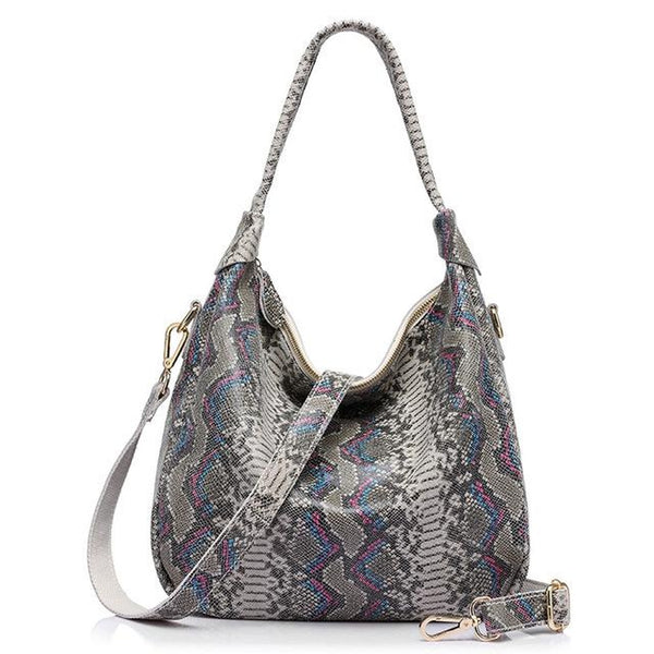 <bold>Hobo  / Tote Bag <br>Genuine-Leather Handbag Blue Red - strapsandbrass.com