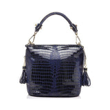 <bold>Bucket / Tote Bag <br>Genuine-Leather Handbag Blue - strapsandbrass.com