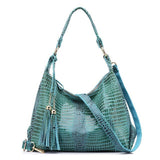 <bold>Hobo / Tote Bag <br>Genuine-Leather Handbag Blue - strapsandbrass.com