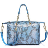 <bold>Tote  / Shoulder Bag <br>Genuine-Leather Handbag Blue - strapsandbrass.com