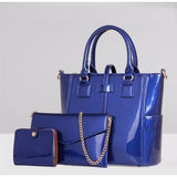 <bold>Tote Crossbody Bag & Purse Set <br>Vegan-Leather Handbag Blue - strapsandbrass.com