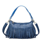<bold>Tote / Crossbody Bag  <br>Genuine-Leather Handbag Blue - strapsandbrass.com