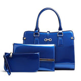 <bold>Tote Crossbody Bag & Purse Set <br>Vegan-Leather Handbag Blue - strapsandbrass.com