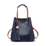 <bold>Bucket / Crossbody Bag <br>Genuine-Leather Handbag Blue - strapsandbrass.com