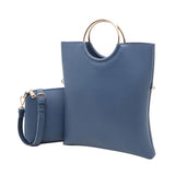 <bold>Tote & Crossbody Bag Set <br>Vegan-Leather Handbag Blue - strapsandbrass.com