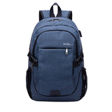 Backpack USB Charging <br> Canvas Backpack Blue - strapsandbrass.com