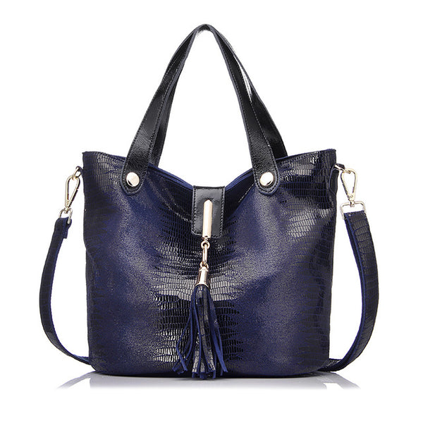 <bold>Bucket / Crossbody Bag <br>Genuine-Leather Handbag Blue - strapsandbrass.com