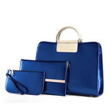 <bold>Tote Crossbody Bag & Purse Set <br>Vegan-Leather Handbag Blue - strapsandbrass.com