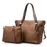 <bold>Tote & Crossbody Bag Set <br>Vegan-Leather Handbag Brown - strapsandbrass.com