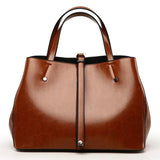 <bold>Tote / Shoulder Bag  <br>Vegan-Leather Handbag Brown - strapsandbrass.com