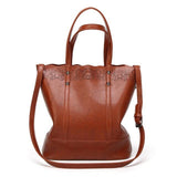 <bold>Tote / Shoulder Bag  <br>Vegan-Leather Handbag Brown - strapsandbrass.com