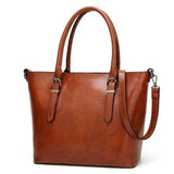 <bold>Tote  / Shoulder Bag  <br>Vegan-Leather Handbag Brown - strapsandbrass.com