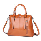 <bold>Tote  / Shoulder Bag <br>Genuine-Leather Handbag Brown - strapsandbrass.com