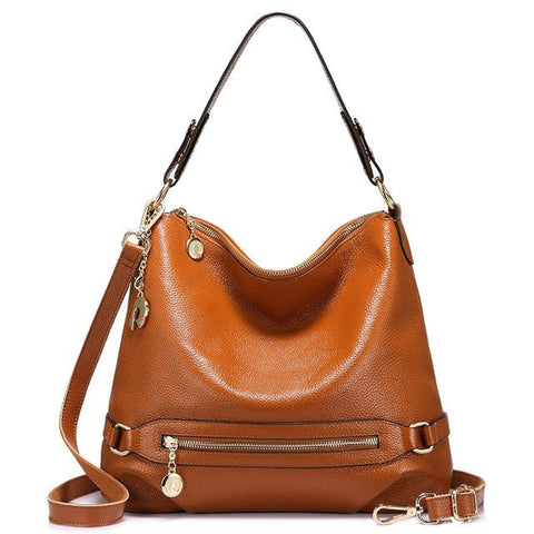 <bold>Hobo  / Tote Bag <br>Genuine-Leather Handbag Brown - strapsandbrass.com